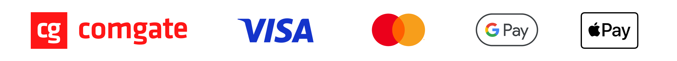 Platby spracúva Comgate — Visa, Mastercard, Google Pay, Apple Pay